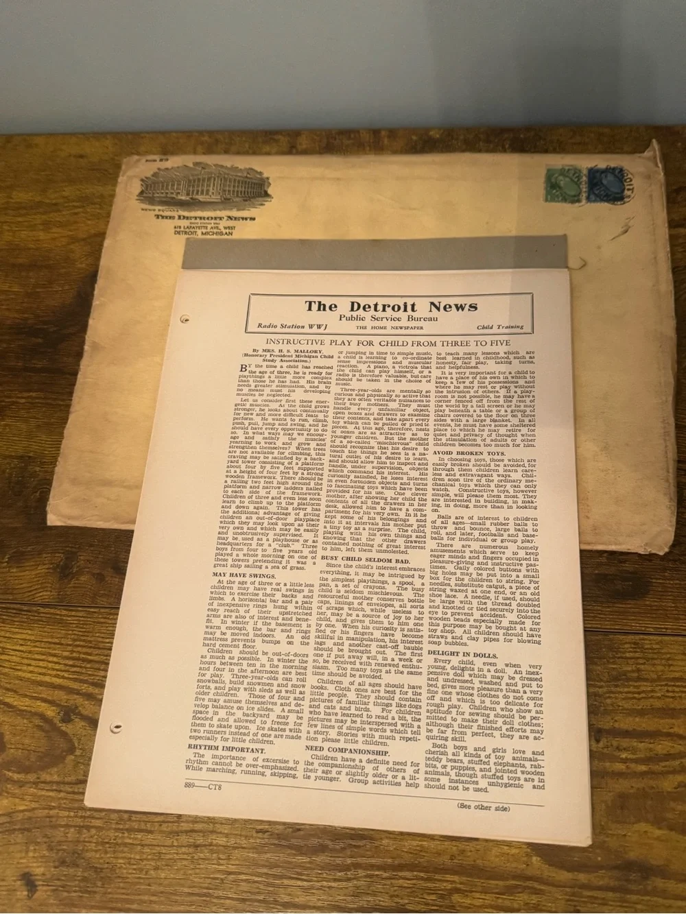 Vintage Detroit News Public Service Bureau Child Training Packet 16 Sheets WWJ‎